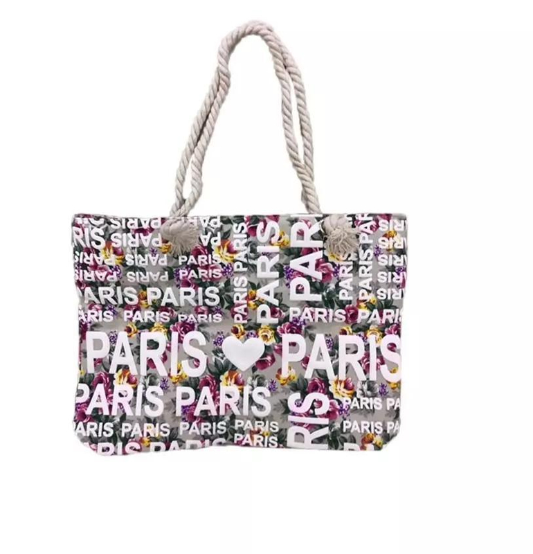 Custom Logo Travel Souvenir Canvas Women Paris Beach Bag