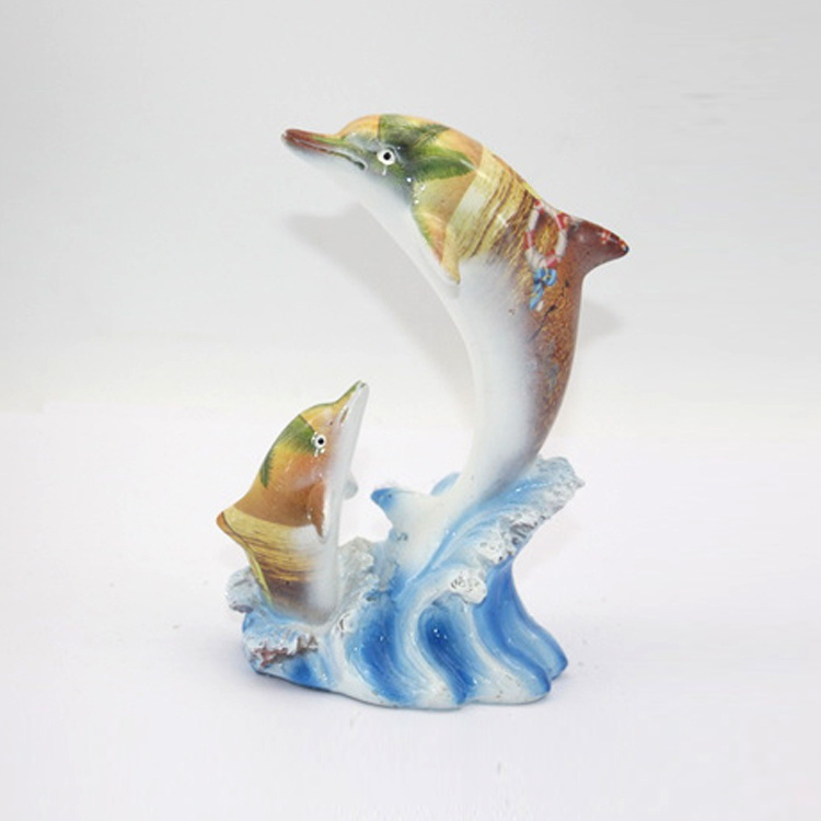 Factory Wholesale Beach Tourist Souvenir Gift Dolphin Statue Resin Dolphin Figurine for Home Decor