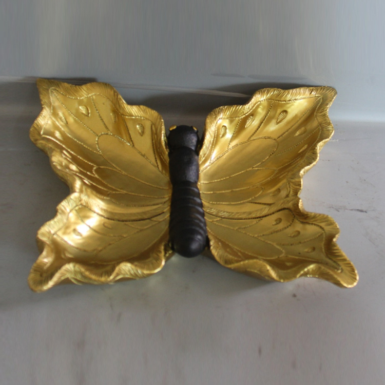 Wholesale Butterfly Storage Plate Golden Decorative Tray Tabletop Home Decorations Resin Crafts Arts