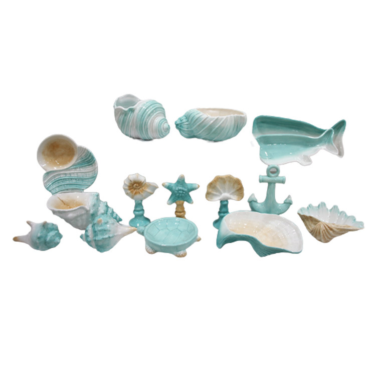 Wholesale Beach Ocean Home Decorative Porcelain Ceramic Conch Shell Plates