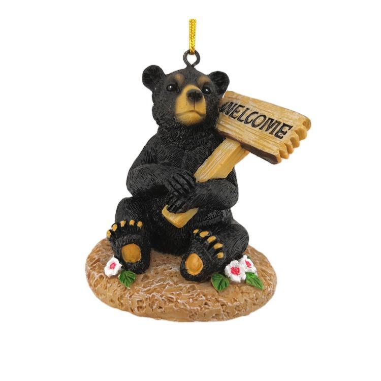 Custom Home Decor Christmas Tree Hanging Resin Black Bear Pendant Bear Souvenir