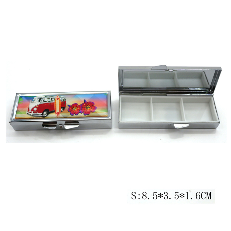 Custom Logo Souvenir Medicine Box Travel Souvenir Pill Box with Mirror