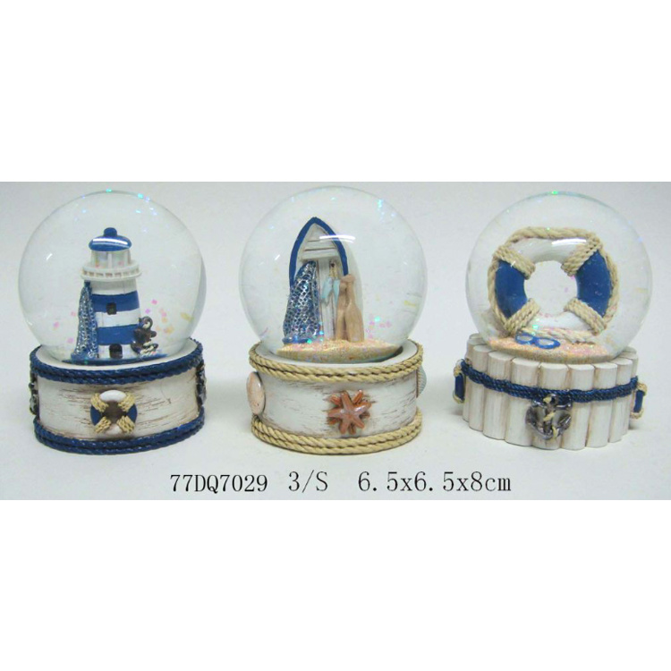 Wholesale Custom Resin Souvenir Nautical Ocean Boat Sailboat Anchor Lighthouse Snow Globe