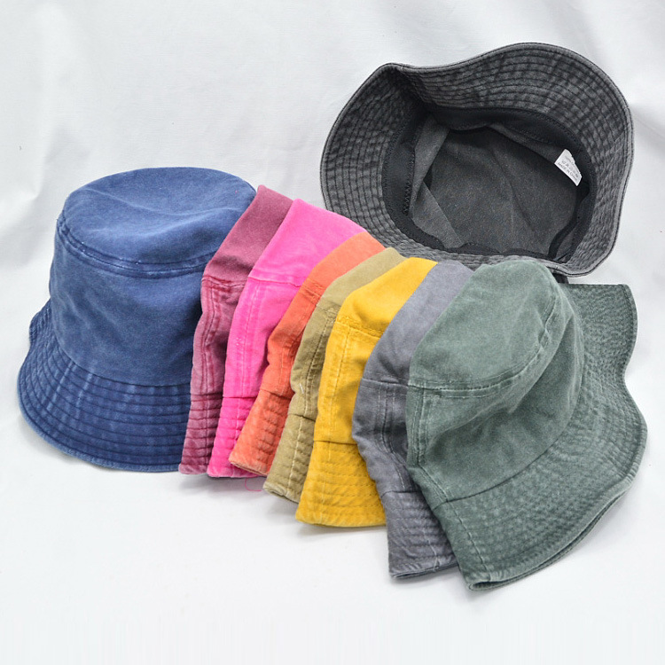 Wholesale Custom Logo Washed Denim Cotton Bulk Plain Bucket Hat