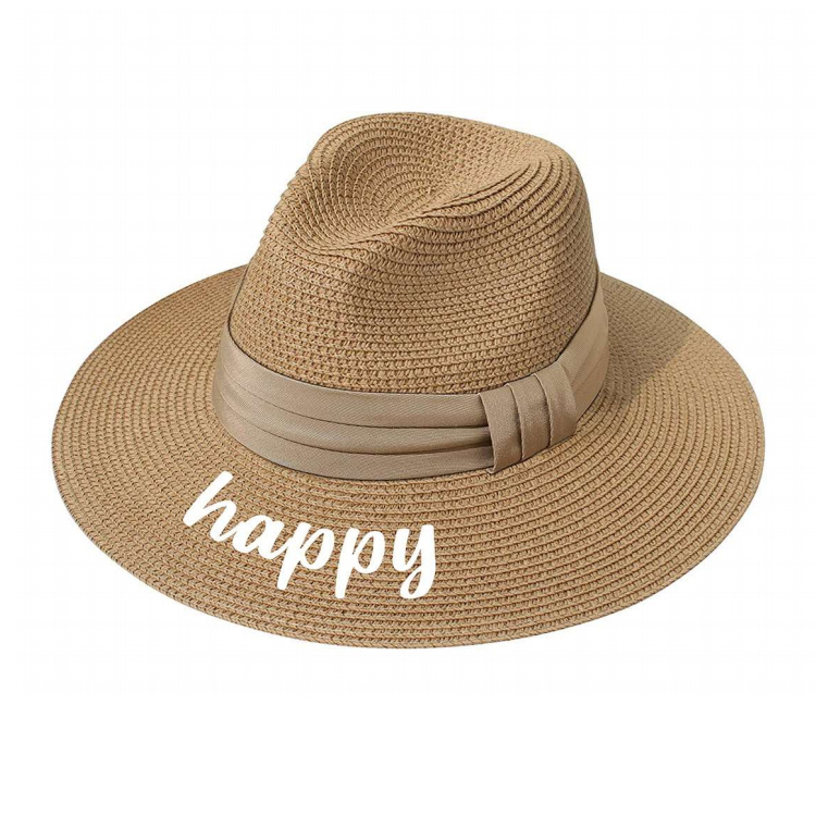 Summer Fashion Panama Sun Hat Fedora Black Band Straw Hat for Women