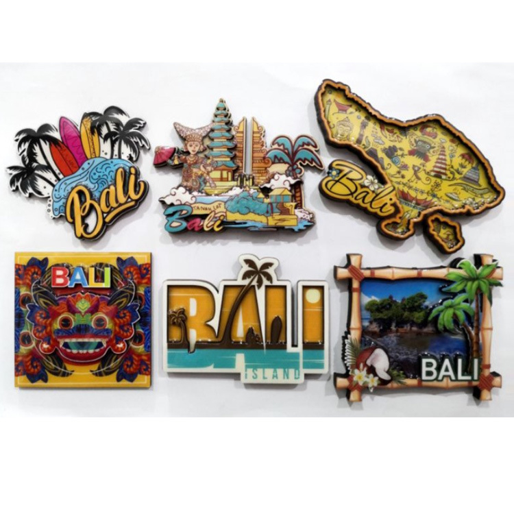 Custom Epoxy Beach Souvenir Bali Indonesia 3D Wooden Fridge Magnet