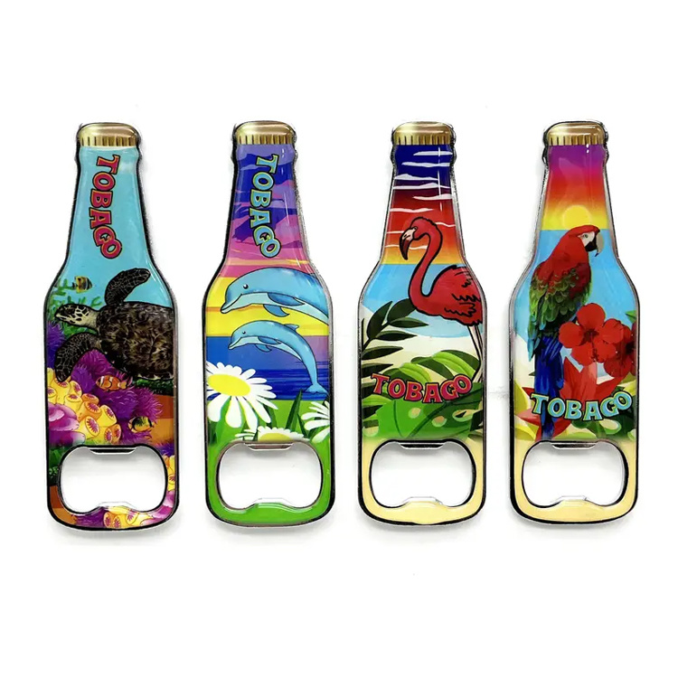 Custom Metal Foil Paper Tourist Souvenir Fridge Magnet Bottle Opener