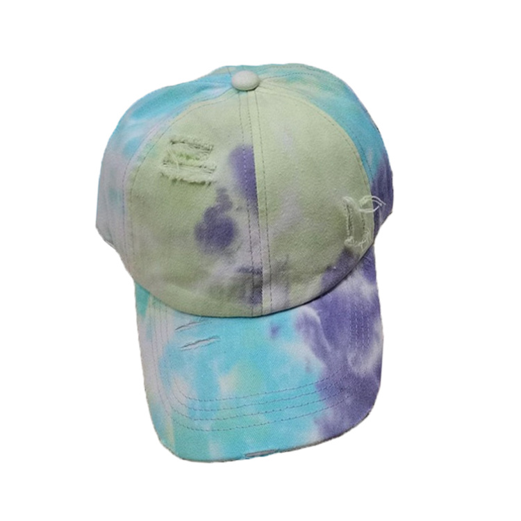 Wholesale Custom Men Women Unisex Denim Washed Distressed Tie Dye Trucker Hat