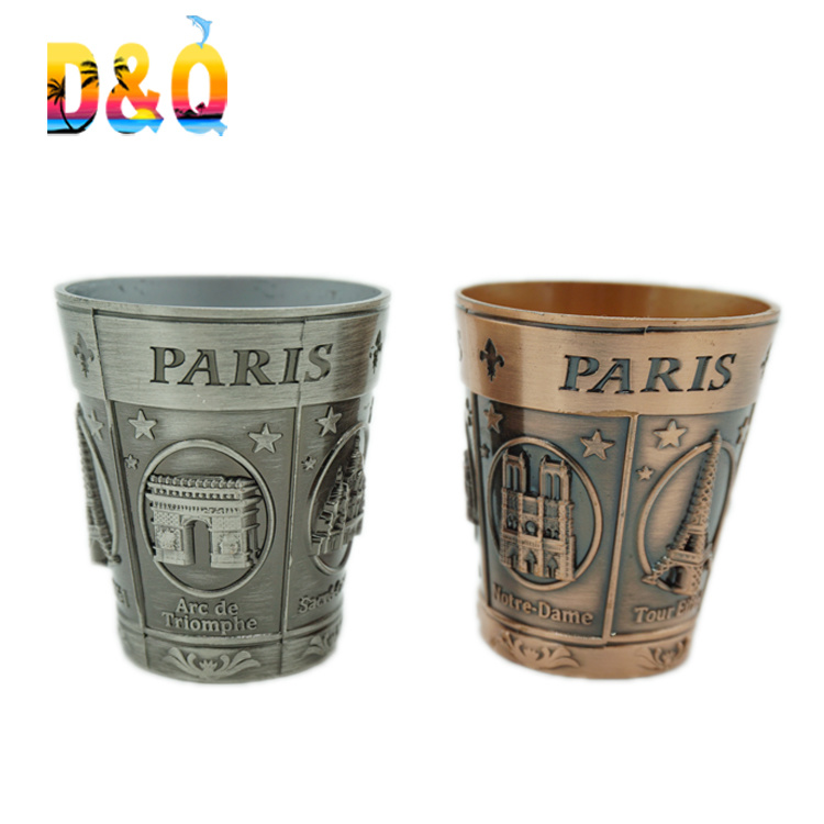 Custom Logo 3D Engraving Tourist Souvenir Metal Shot Glass