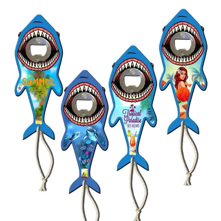 Printing Custom Animal Shape Hanging Opener Bottle MDF Shark Bottle Opener