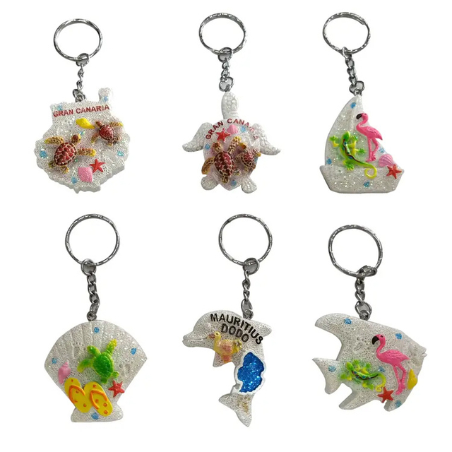 Wholesale Travel Gift Souvenir Keyring Beach Sand Resin Souvenir Keychain