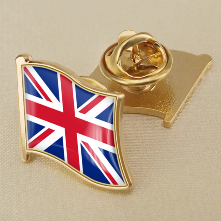 Custom Logo Flag Travel Gift Alloy Metal Epoxy Souvenir Badge Brooch Pin