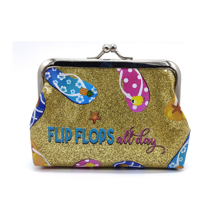 Beach Logo Printing Tourist Souvenir Gift Glitter PVC Coin Purse Custom