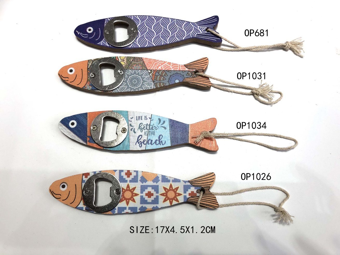 Custom Printing Design Tourist Souvenir MDF Wood Fish Bottle Opener