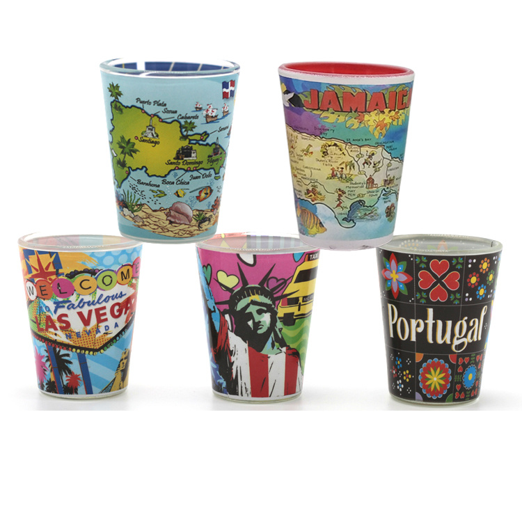 Custom Personalized Logo Shot Glass Sublimation Full Printing Tourist Souvenir Shot Glass