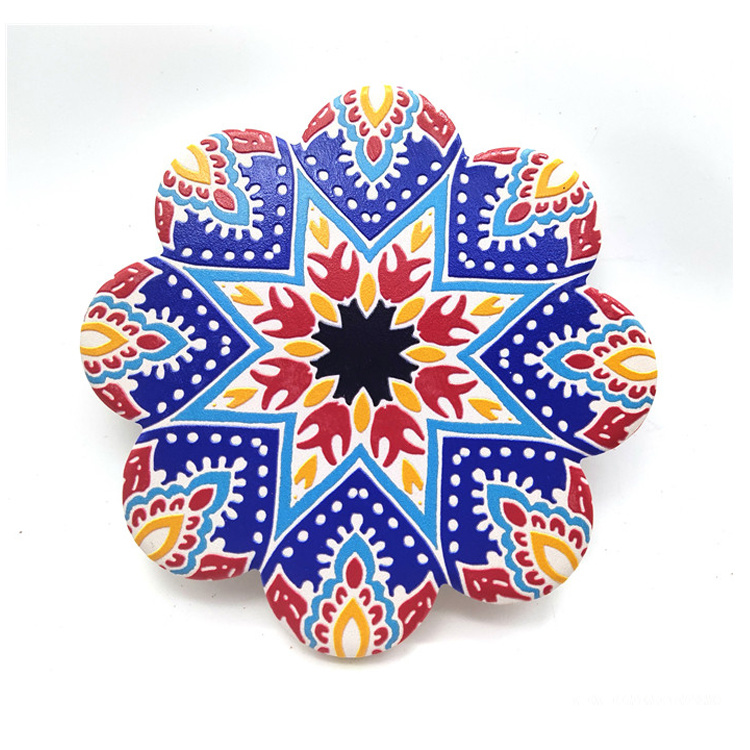 Wholesale Custom Shape Logo Printing Ceramic Boho Flower Coaster