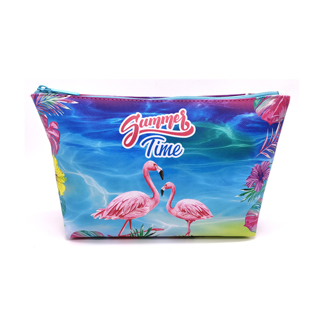 Custom Sublimation Fashion Women Waterproof Portable Large PU Leather Makeup Bag with Logo