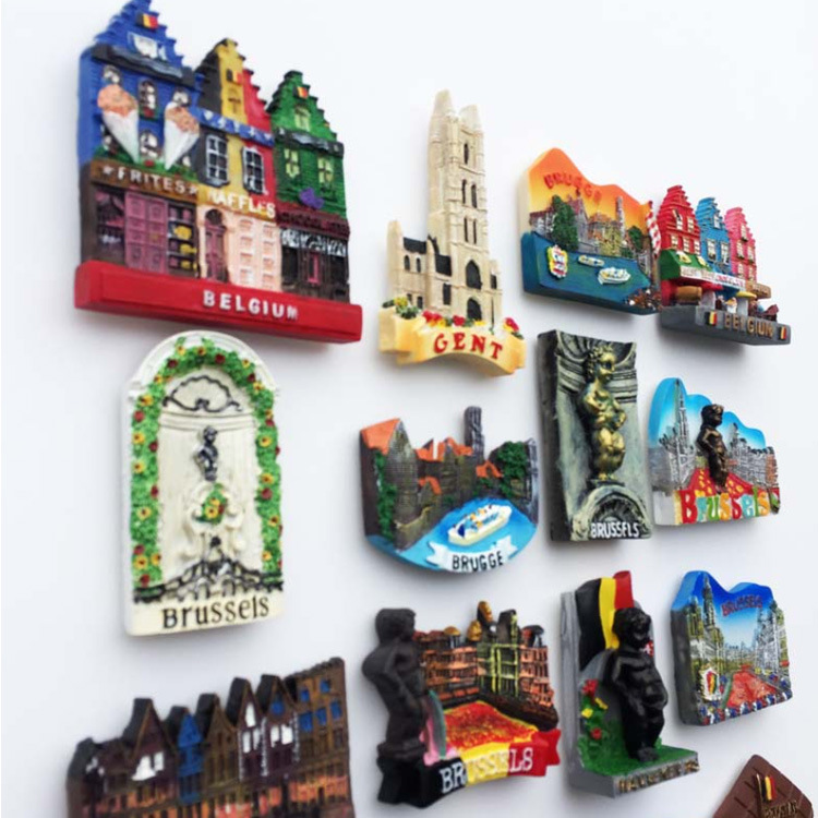 Europe Country Landscape Building Resin Hand Painted Brussels Belgium Souvenir Fridge Magnet