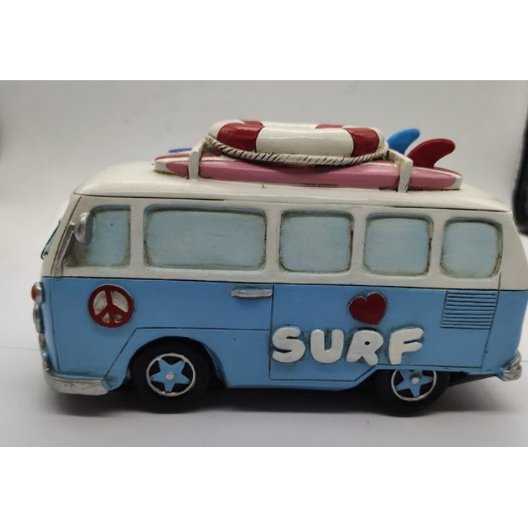 Customized Beach Bus Car Shape Resin Coin Bank for Kids