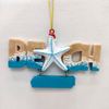 Letter Shaped Ocean Beach Design Christmas Tree Hanging Home Decoration Resin Christmas Ornament