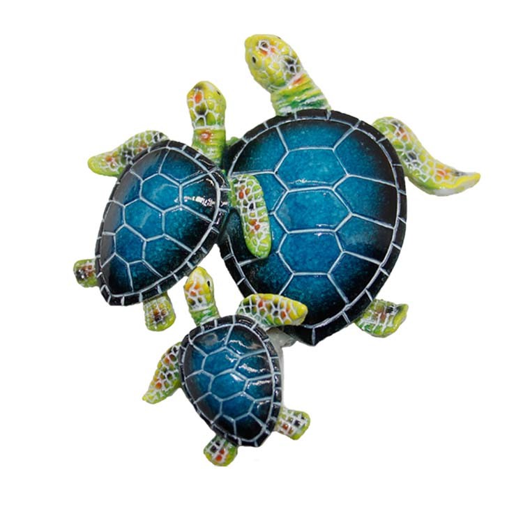 Home Decor Resin Large Full Color Printed Blue Sea Turtle Statue for Beach Souvenir