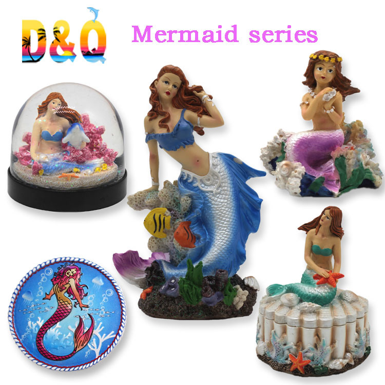 Factory Custom Hand Painted Resin Mermaid Figurine for Home Decoration