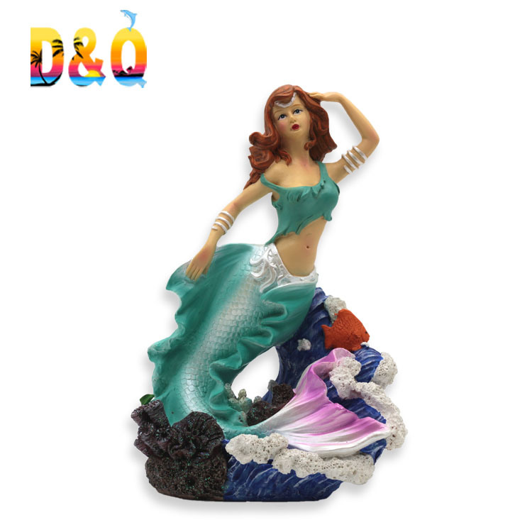 Factory Custom Hand Painted Resin Mermaid Figurine for Home Decoration