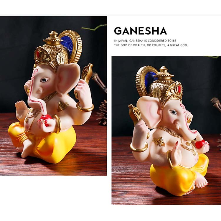 Wholesale Hindu God Statue Resin Gold Ganesh Statue