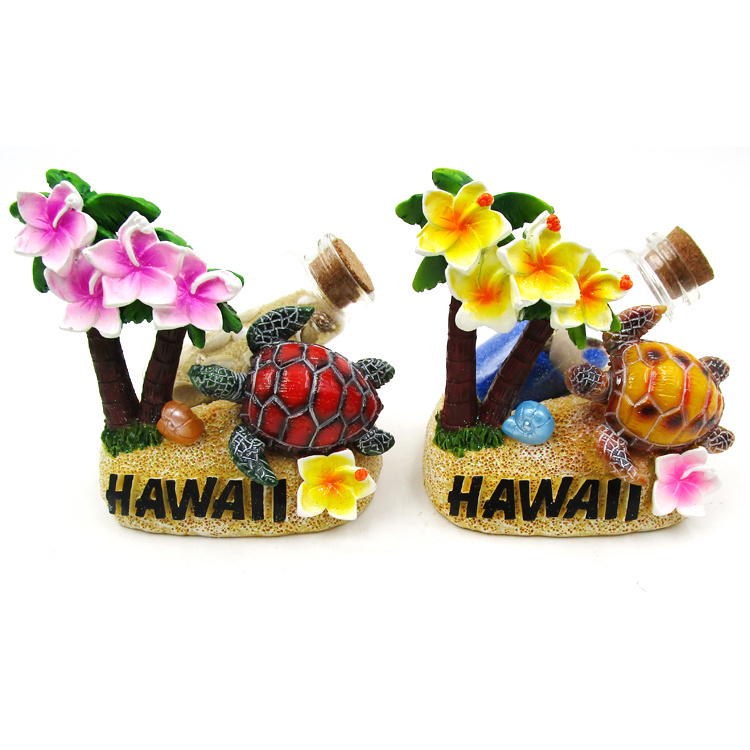 Tropical Hawaii Gifts Custom Resin Statue with Sand Glass Bottle Souvenir