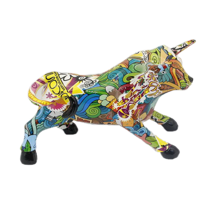 Custom Home Decorative Cattle Sculpturecolorful Resin Cow Statue