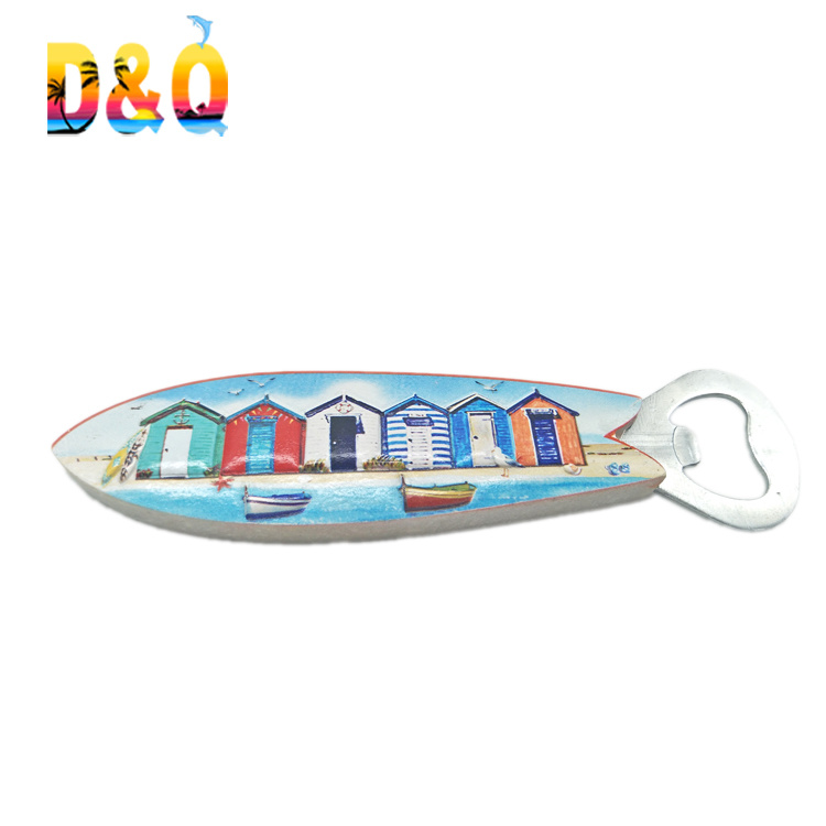 Custom Printed Letter Shape Beach Souvenir Resin Fridge Magnet Bottle Opener