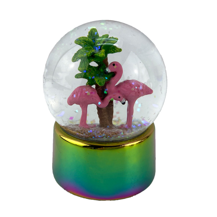 Custom Resin Plating Flamingo Snow Globe for Souvenir Gift