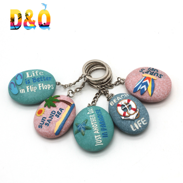 Custom Logo Ocean Beach Style Resin keychain for Souvenir