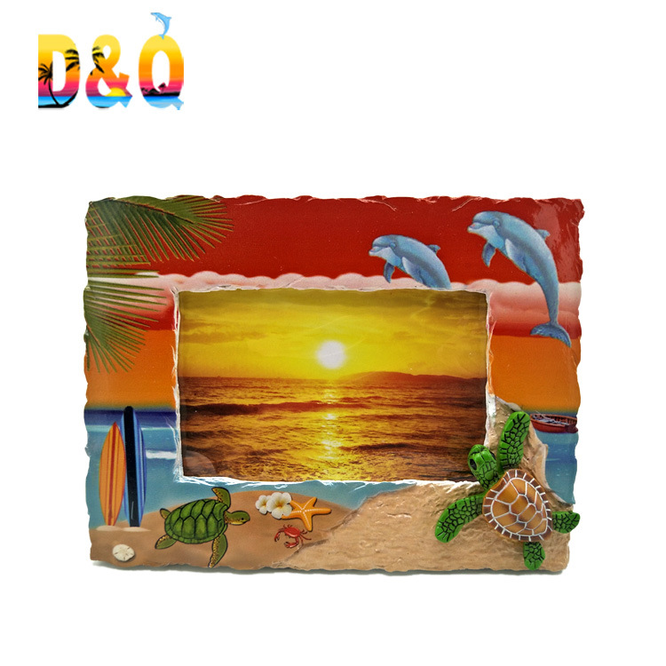 Custom Printed Beach Design Resin Picture Frame Florida Souvenir Photo Frame for Tourist Gift