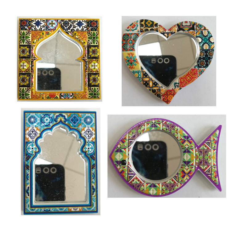 Souvenir Collection Resin Mirror Frame Magnetic Refrigerator Spain Granada Oman Islamic Souvenir Fridge Magnet