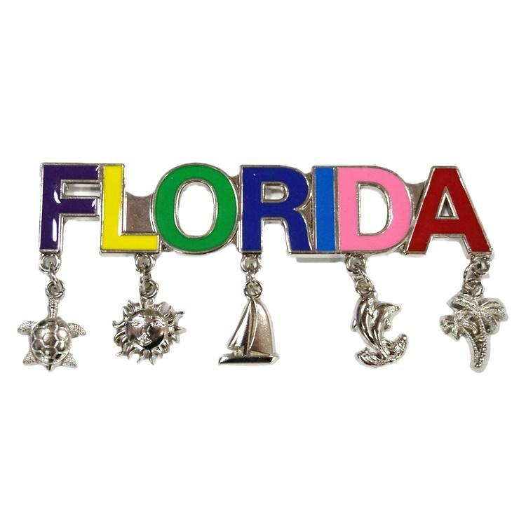 Custom Miami Florida Beach Tourist Souvenir Pendant Metal Fridge Magnet with Charms