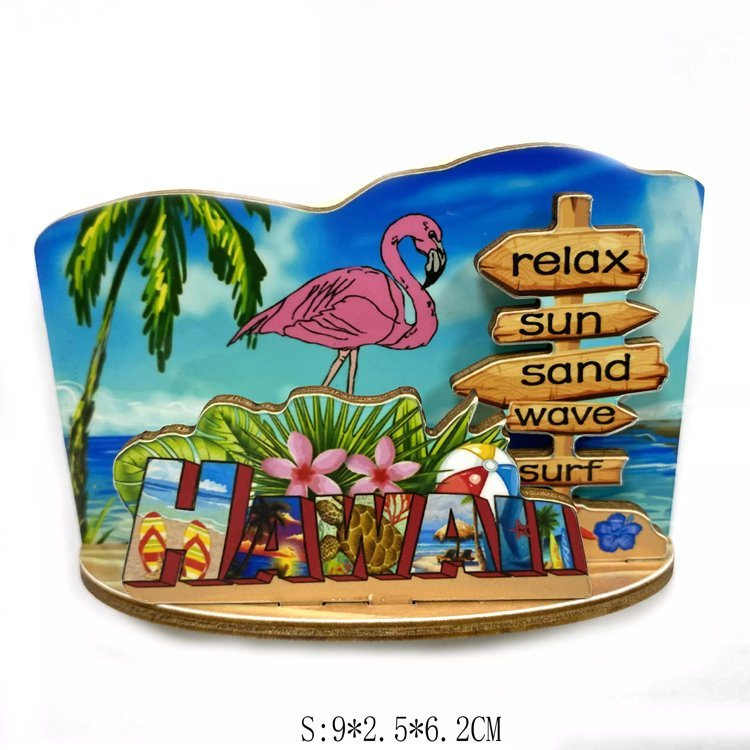 Custom Beach Wood Magnet Honolulu Hawaii Souvenir Turtle Magnet