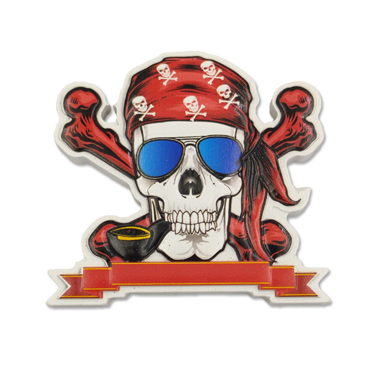 Wholesale Pirate Souvenir Skull Fridge Magnet Custom Resin Refrigerator Sticker