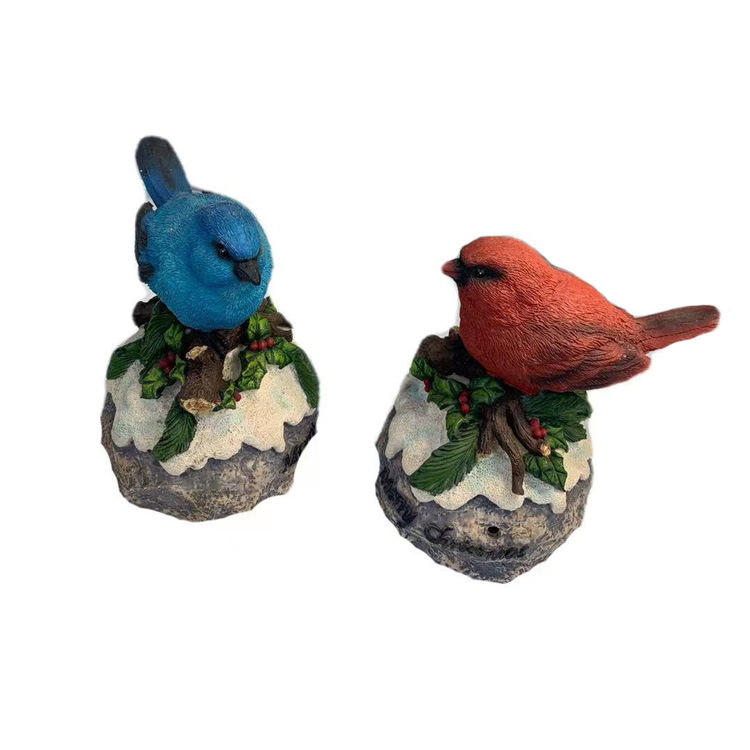 Custom Home Animal Decorative Resin Red Bird Statue Small Bird Figurines