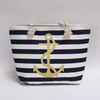 Customized Printd Logo Blue White Striped Nautical Anchor Beach Bags