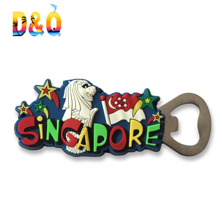 Customized Logo Travel Gift Singapore Merlion Souvenir PVC Bottle Opener