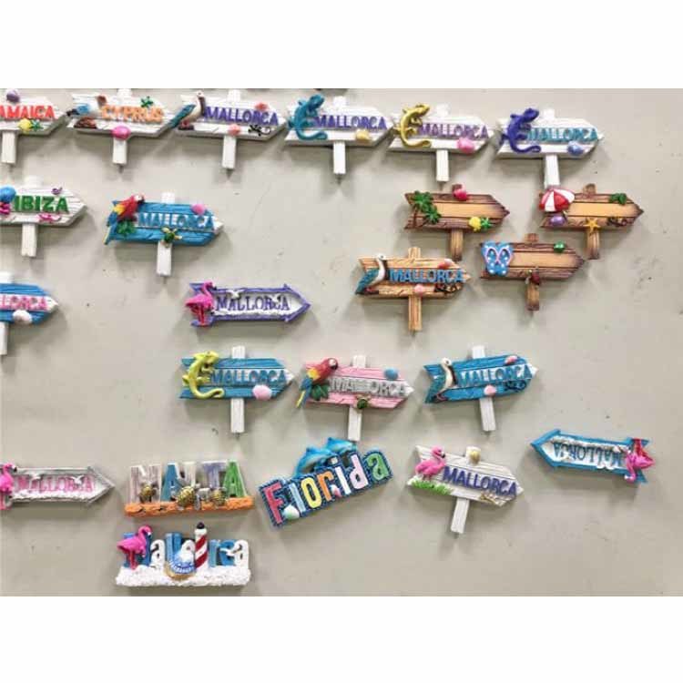 Tourist Souvenir Resin Hand Painting Guide Beach Sign Souvenir Fridge Magnet