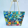 Factory Wholesale Canvas Travel Beach Vacation Hand Bag Sea Life Turtle Tropical Beach Bag