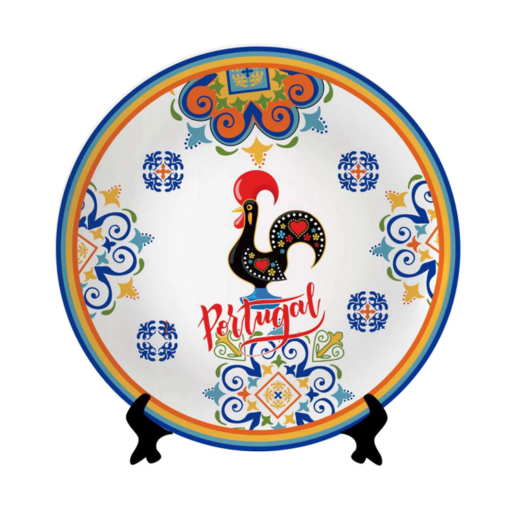 Custom Decal Printing Table Home Decorative Tourist Souvenir Ceramic Plate with Display Stand