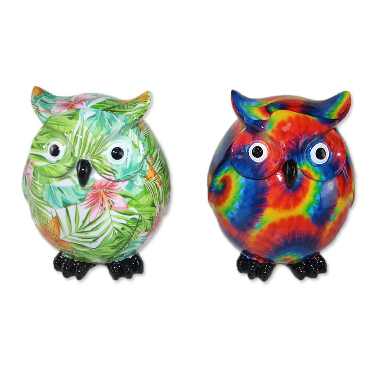 Wholesale Custom Resin Small Colorful Owl Figurines Statue Decoration for Home Decor