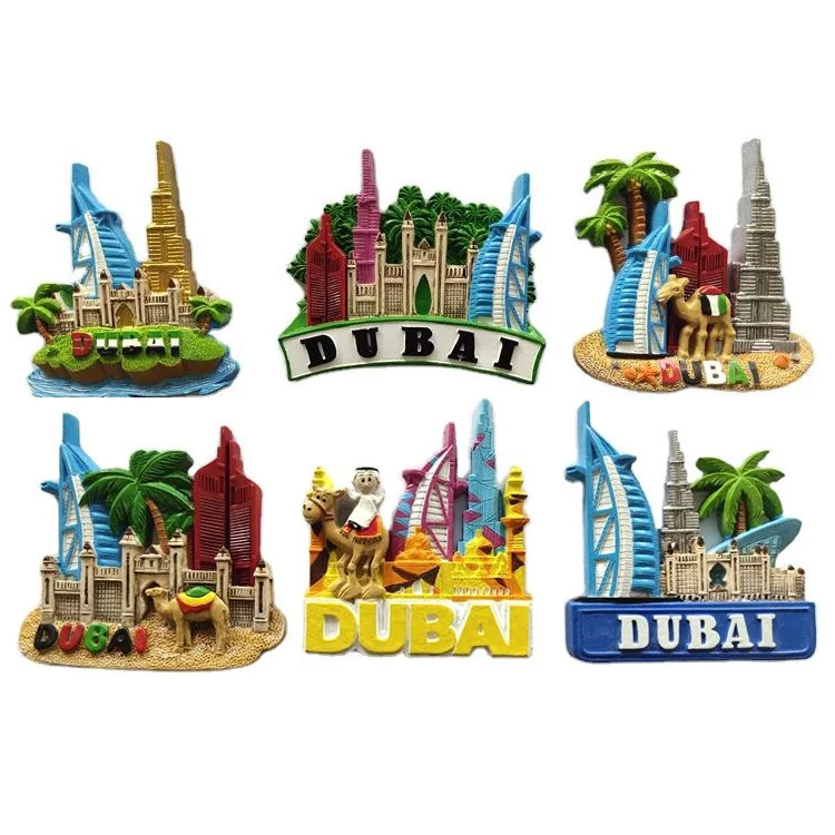 Custom Tourist Gift Dubai Resin 3D Embossed Fridge Magnet UAE Souvenir Magnet