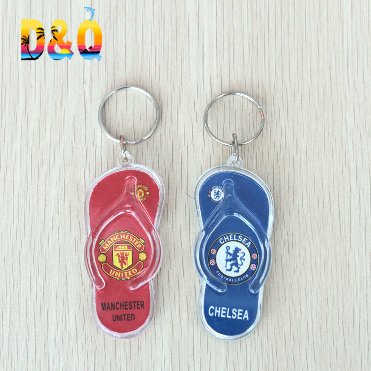 Customized Logo Tourist Souvenir Beach Key Chain Acrylic Flip Flops Keychains