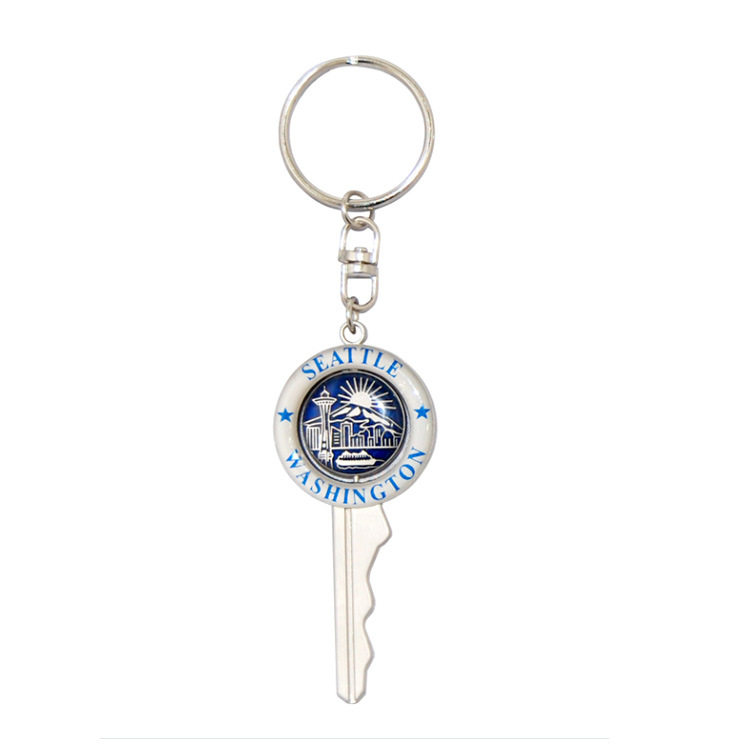 Custom Logo Epoxy Metal USA America Key Chain Washington Seattle Souvenir Keychain