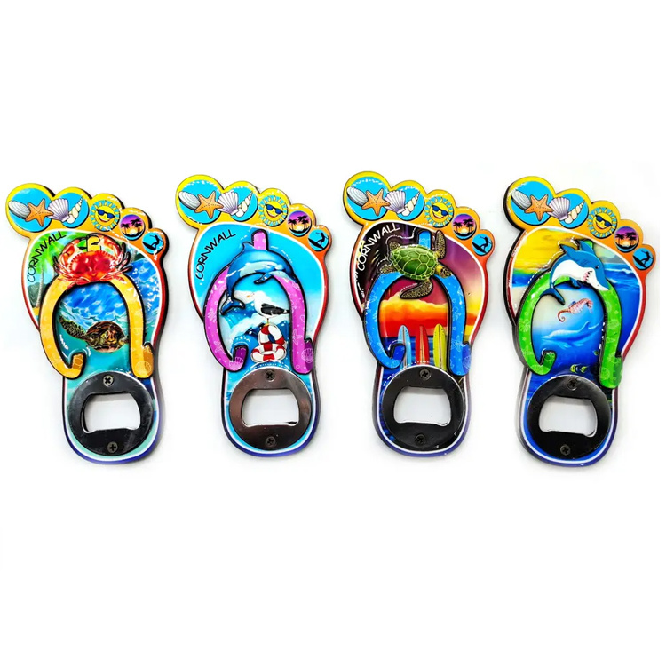 Custom Wood Epoxy Souvenir Gift Slippers Bottle Opener Flip Flop Bottle Opener