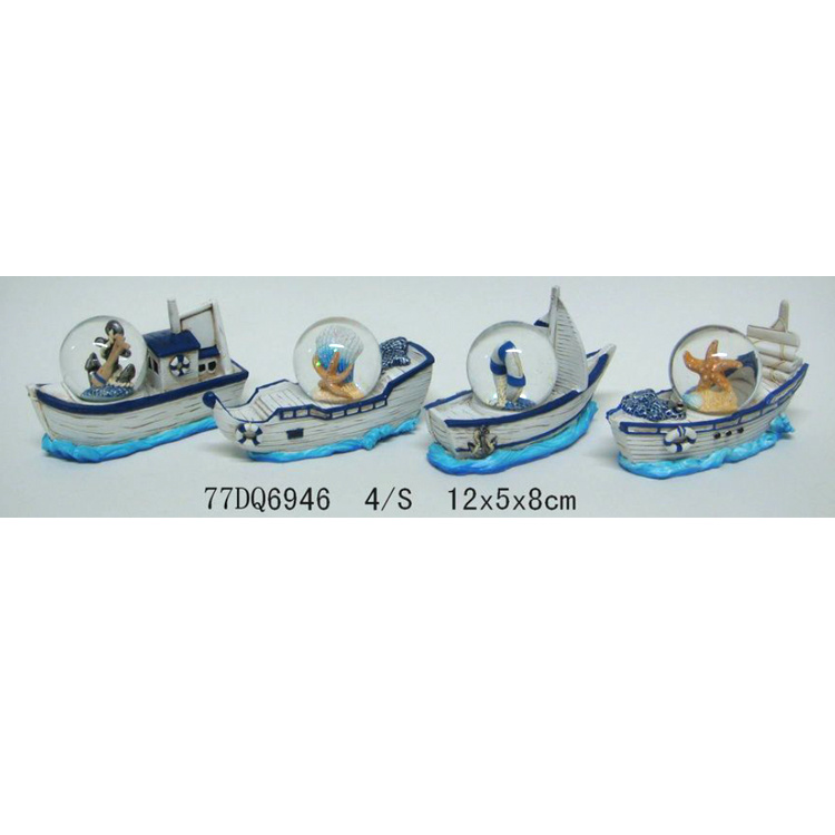 Wholesale Custom Resin Souvenir Nautical Ocean Boat Sailboat Anchor Lighthouse Snow Globe